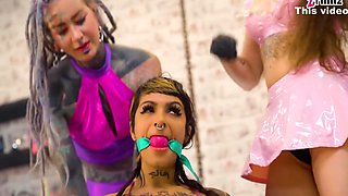 Double Latex Femdom Spit & Dildo Domination - Yazmin Aziz And Lily Lu