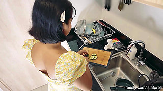 Lonely neighbor cannot help but play with my big dick