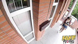 Fake Hostel featuring Steve Q and Daphne Klyde's natural tits porn