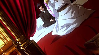 Titan dominates bride in bed after erotic anime feast