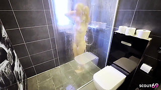 German Slim Step-sister with Big Tits Caught in Shower and Seduce to Fuck