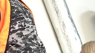 Old and rich leather dressed slut fucks the car repair guy