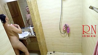 Regina Noirs Lesbian Voyeur Striptease in Steamy Shower