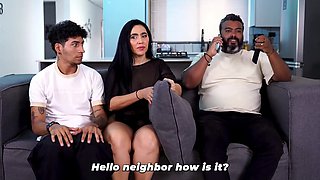 Horny latina stepmom enjoys while being fucked by her stepson while her hubby can't see them