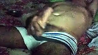 Big-Cock Daddy Strokes Solo on Bed
