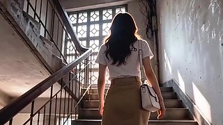 Asian cutie got a thing for her husband's dad and almost got caught AI generated
