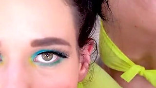 Cute teens Daisy Love and Kylie Pierce POV no hands bj cum swallow