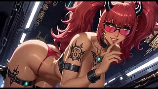 245 Cyberpunk Redhead Do Sexy Talk and Pose, Ai Animation