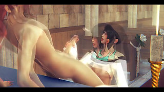 Hentai Uncensored - Yumiko Plays with Two Friends and Jerks off and Gets Fucked by Both of Them in a Church - Japanese Asian Man