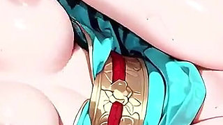 Emerald Kimono Queen! Languidly Sprawled on the Sun-drenched Bedroom Bed, She Gazes Back with a Sleepy Allure