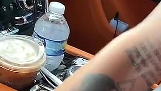 Horny Tattooed Barista Eats Teddy Tarantino's Cock in the Car on Her Break