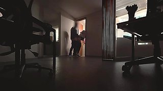 Coworkers Use Empty Office on Holiday – Standing Boink by the Kitchen Door Finishes with Jism on Her Face