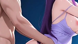 Purple Haired Hentai Girl Fucked From Behind