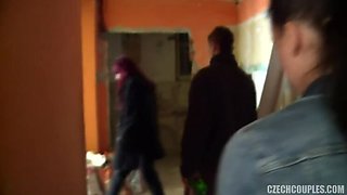 Czech Couples' Intense Group Sex: Tattooed Brunette & Redhead with Big Cocks