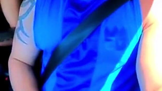 No Shame! Natzinha Flashing Her Tits in Traffic and Rubbing Herself.