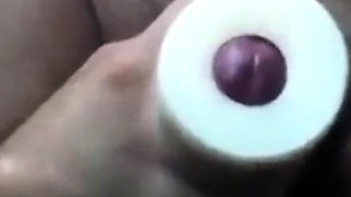 Twinks Playing with a Cock Sleeve and Cumming Hard