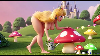 3D Animation Princess Peach Takes It All Deep in the Garden