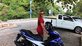 Motobike ride for Thai GF and home sex