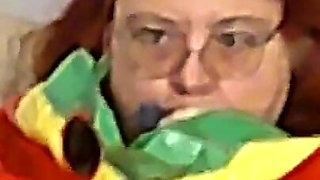 BBW Nurse Vicki Blowing up a Huge Plastic Float That Looks Like a Water Melon Slice