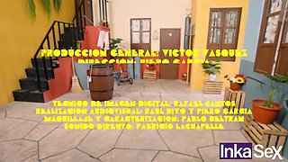 Don Mamon fucks Doña Rosinda hard while Kikin watches and throws tantrum - Latina teen gets double penetration and deep throat in 4k parody