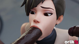 Tracer Gets Bored and Services Two Bbcs - Premium 3D Overwatch Animation