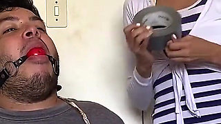 Humiliating Femdom Gag Punishment for Chubby Slave Boyfriend