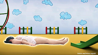 Miss Squid Exercises in White Lingerie