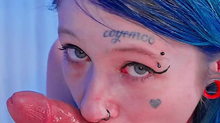 Coyemoo, the German Blue Haired & Split-tongued Alt-model, Gets a Rough Fuck in POV