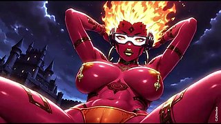 Fire element demon sexy pose Ai animation