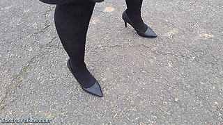 No Panties with black Tights