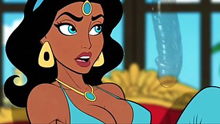 Futanari: Jasmine Wished the Genie for a Big Cock - Self-Facial