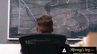 Top-notch babes seduce their talented teacher for a classroom threesome
