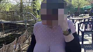 Small Café on the Terrace with a Transparent Top and a Mini Skirt No Panties