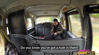 Rebecca More screws a policeman in uniform on the backseat of her cab - female faux cab
