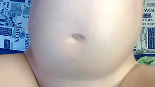 Squirting with Big Pregnant Belly. Face