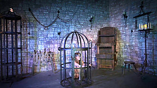 The Wild Maid Fina Is Kept in a Cage and Slimes Out of Her Mouth as She Greedily Eats Food From the Countess's Hand