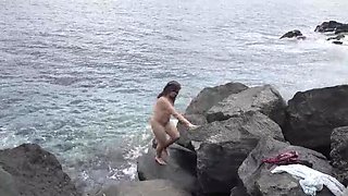 Nudist Beach Surprise Facial! Hotwife Gets Creampie While Cuckold Watches - Busty Brunette MILF