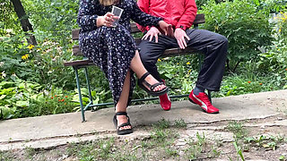 Mature Stepmom Milks My Dick Outdoors in the Park