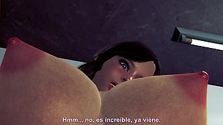 FAT hot schoolgirl fucks her best friend FEMBOY sissy in the bathroom - Hetnai 3D animation