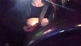 Italian Hot MILF Artemisia Love Hot Solo Car Ride Big Boobs Flashing and Teasing