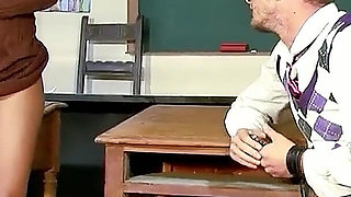 Nerd gets fucked in class by young tutor Katia de Lys