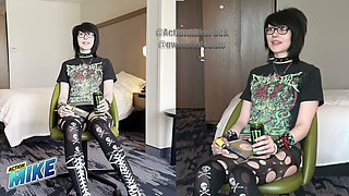 18yo Emo Dream Girl Gwen Shows Off Impossibly Sloppy Deepthroat and Ballsack Sucking