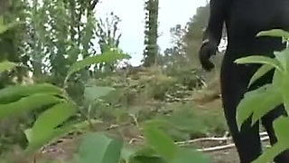 Stripped humiliated and spanked in the forest