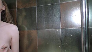 19yo Redhead Teen First Time Rabbit Vibrator in Shower