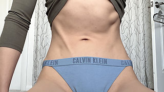 Braless Small Tits & Ck Fullback Panties Cameltoe