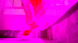 Italian Hot MILF Artemisia Love Wearing Sexy Lingerie and High Heels Outdoor