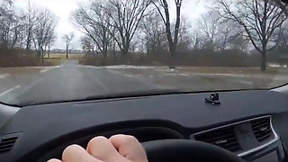 Teen Girl in Plaid Skirt Gets a Ride to School From a Stranger on a Snowy Day