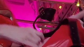 BDSM Mistress Pvc Gold Red Vinyl Toys Dick Fetish Boots Femdom