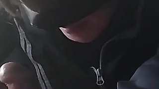 Midday parking lot blowjob and swallowing