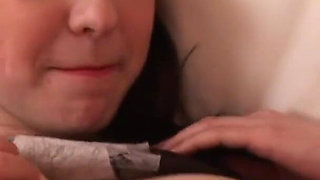 Busty brunette teen is fingering her wet pussy before getting fucked